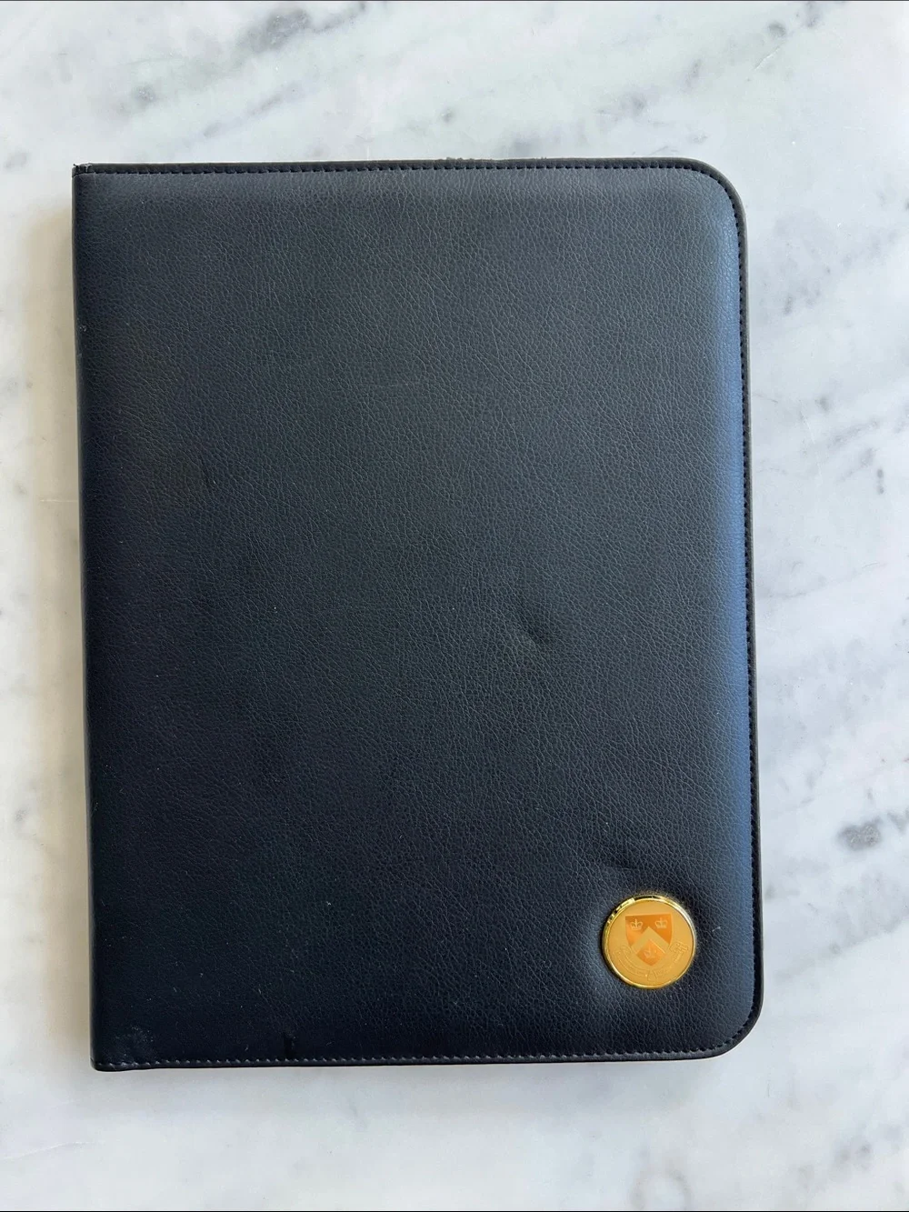 Columbia University Black Leather Notepad Case with Gold Emblem
